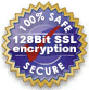 128-bit SSL Encrypting - 100% Safe and Secure